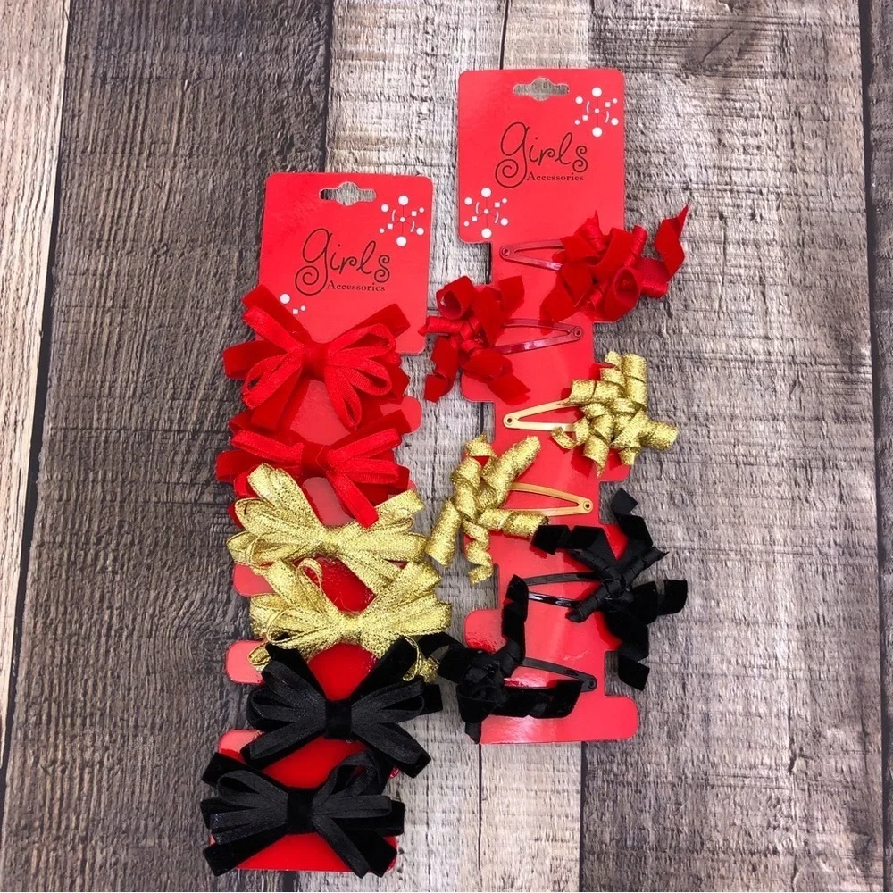 MUD PIE Cream Red Polka Dot Santa Claus Christmas Baby Bib NWT + Hair Tie Lot